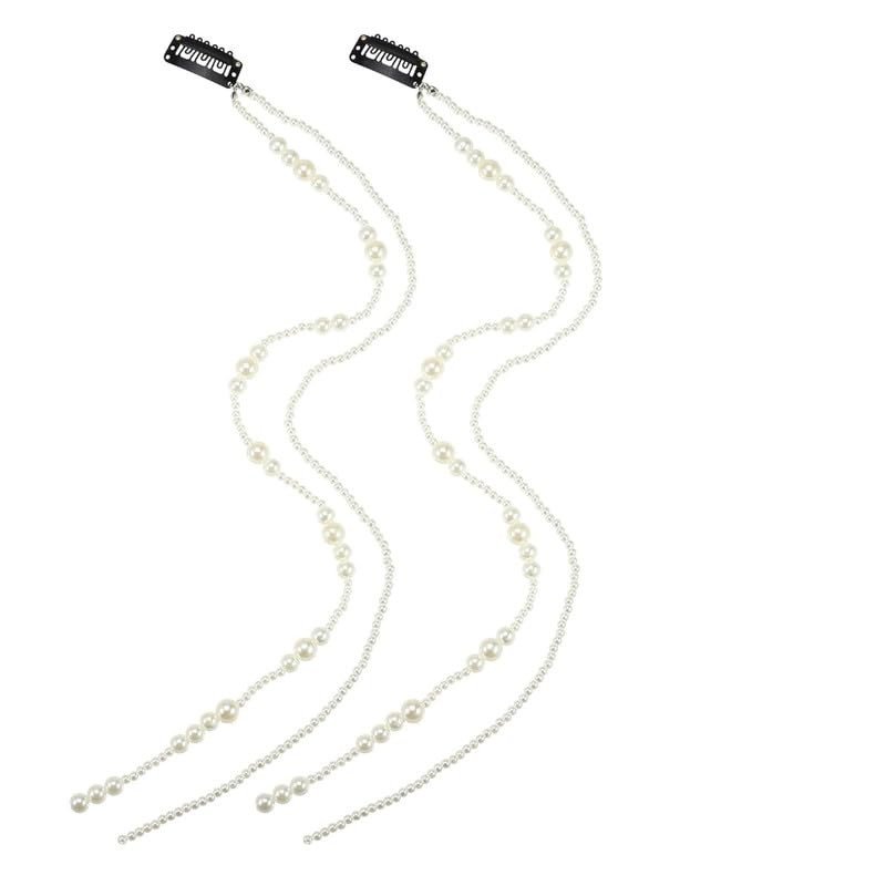 2pcs Premium Faux Pearl Hair Clip Chain, Long Tassel Hair Chain, Faux Pearl Hair Chain Clip in Braids, Women Wedding Party,