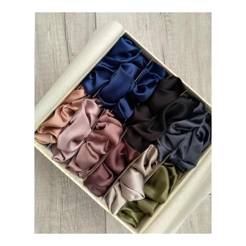 Luxury Satin Silk Scrunchies for Women & Girls | Soft Elastic Hair Ties | No Crease Ponytail Holder | Smooth Hair Accessories for Bun & Ponytail | Multicolor Scrunchy Set (Pack of 3)