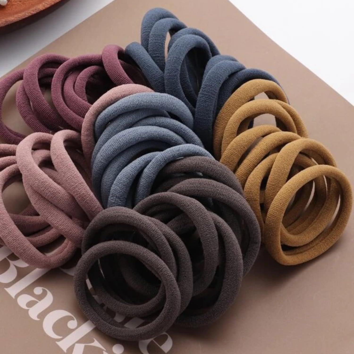 Dark Colors Ponytail Holders Hair Ties Rubber Bands for School Girls, Women Cotton Soft for Thick Elastic Scrunchie Non-slip Stretchable Head Elastic (Pack of 30)