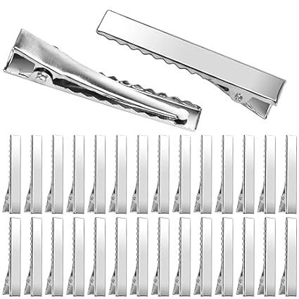 12 PCS Alligator Hair Clips, Alligator Clips for Hair Bows, Single Prong Gator Silver Metal Hair Clips, Flat Hair Bow Clips Making Bulk DIY Supplies for Crafts Accessory (1.8 Inch & 2.2 Inch)