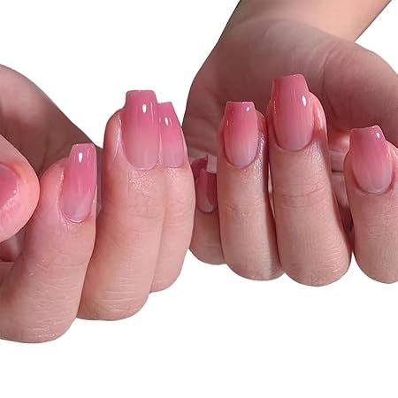 Gush Beauty Press On Nails | Reusable Nail Extensions | Artificial Fake Nails Set | For women (Pinkey Promise - Medium Square)