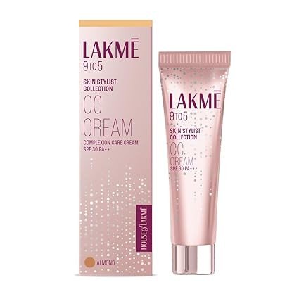 Lakme 9 to 5 CC Cream Almond with 3% Niacinamide Complex SPF30 PA++ | 90% lightweight moisturizing cream for Care & 10% Foundation for Care |Conceals Dark Spots| Brightens Skin |30 g