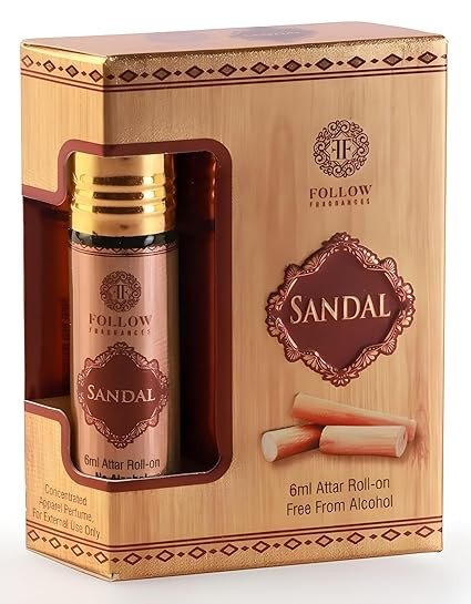 Sandal Attar Real Sandalwood Aroma | Unisex Non-Alcoholic Roll-On | Original Arabic 100% pure ittar roll on For Religious & Personal Use/Natural Itra | Long Lasting Attar - 6 ML