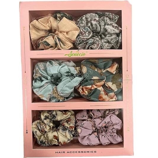 12Pc Pink Gift Box Pack Printed 3D Colors Rubber Band Scrunchies Ponytail Holder For Sister Moms Girls & Women SET - D (Any Colour Pattern)