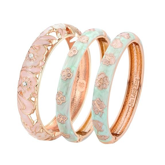 Enamel Bangle Bracelet Set of 3 in Gift Box for Wife Girlfriend
