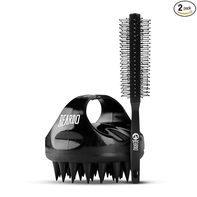 Beardo Advance Scalp Massager & Roller Brush for Men | Men Accessories | Soft Silicone Bristles for Dry Massage, Oil & Shampoo | Hair comb (Set of 2)