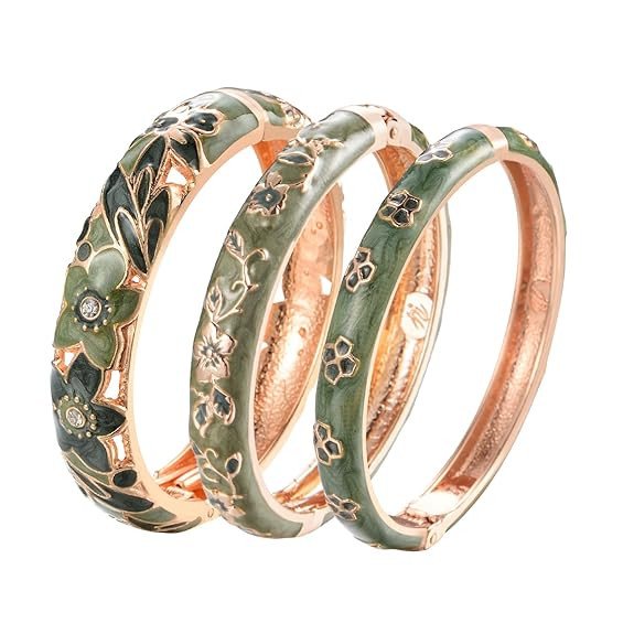 Enamel Bangle Bracelet Set of 3 in Gift Box for Wife Girlfriend