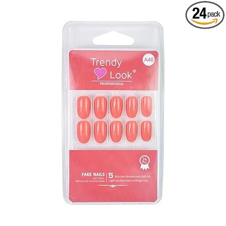 SLAY IT, DON'T PLAY IT Press On Nails for Women with Glue Stickers | 24 Pcs Pack |Coral Pink