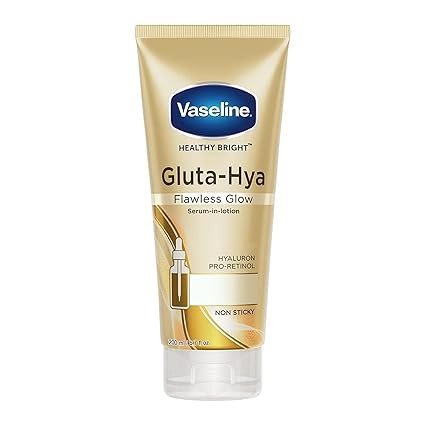 Vaseline Gluta-Hya Flawless Glow Lotion for Face & Body | Gives Brighter Skin | Glutathione & Pro-Retinol Infused Moisturizer, 200ml