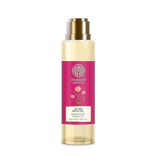 Forest Essentials After Bath Oil Indian Rose | After Shower on Wet Skin | Keeps Skin Hydrated | For Lightly Scented & Soft Skin | For Daily Use