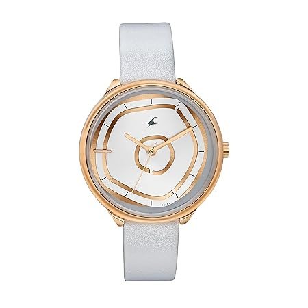 Stunners Quartz Analog White Dial White Leather Strap Watch for Girls