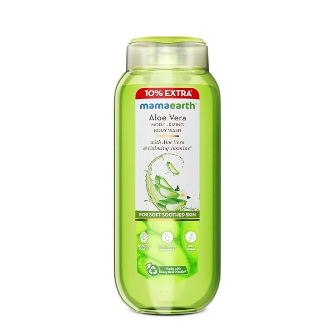 Mamaearth Aloe Vera Moisturizing Body Wash with Aloe Vera & Calming Jasmine Scent For Soft & Soothed Skin - 275 ml |Intensely Moisturizes |Long Lasting Fragrance|Deeply Cleanses|Gentle |All Skin Types