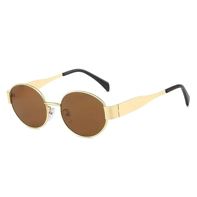 Dervin Fashionable Retro Oval Sunglasses for Women & Men | Trendy, Stylish & Classic 90s-Inspired Design | UV400 Protection & Durable Metal Frame