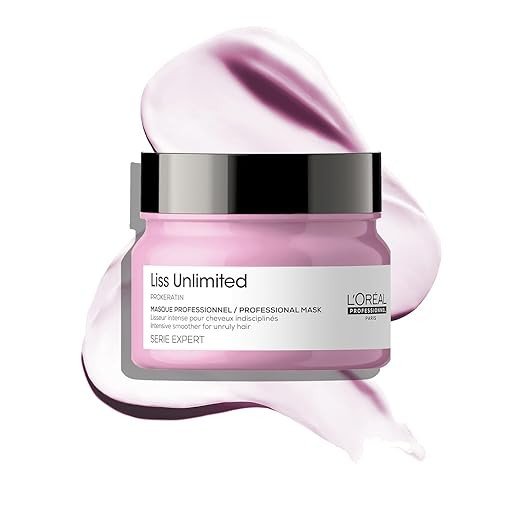 L'Oréal Professionnel Liss Unlimited Mask for Frizzy & Unruly Hair - 250ml | Intensive Smoothing Mask for Frizz-Control | Enriched with Pro-Keratin | Increases Softness & Shine