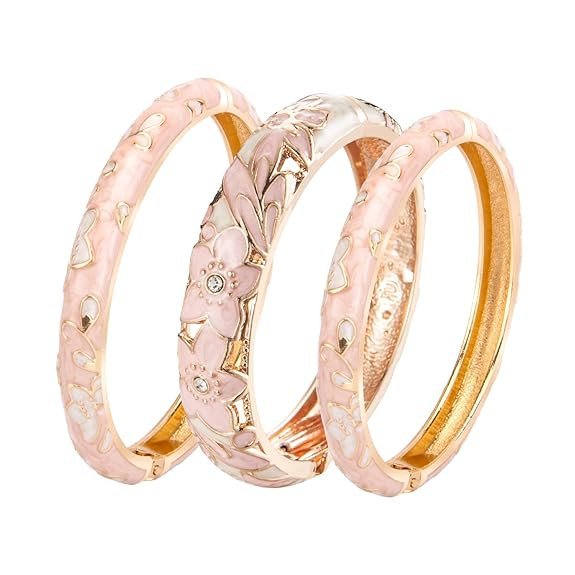 Enamel Bangle Bracelet Set of 3 in Gift Box for Wife Girlfriend