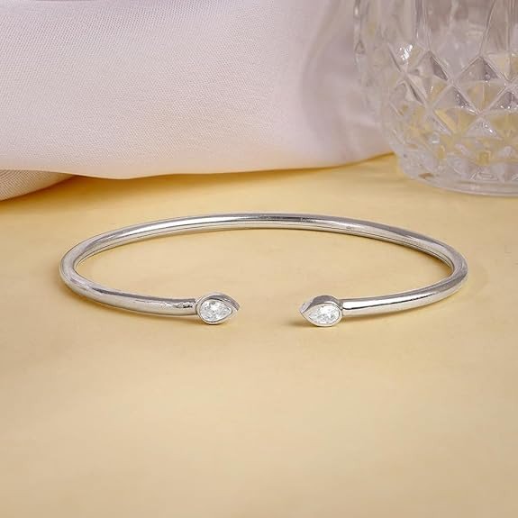 Silver Plated Bangle Cuff Bracelet For Most Major Charm Beads