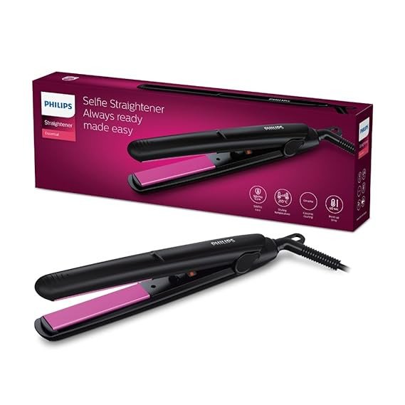 Philips India's No.1 Hair Styling Brand Selfie Hair Straightener, Minimized Heat Damage,SilkPro Care, Ceramic Plates,Smooth Shiny Straight Hair, 210°C Temp, Salon like Result