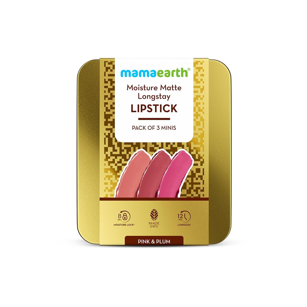 Mamaearth Matte Long Stay Lipstick Gift Set - Pink & Plum | 12-Hour* Long Stay | Made Safe Certified | Smudge Proof | Travel Friendly Pack