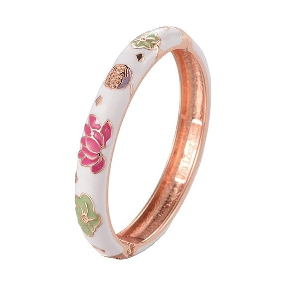 Enamel Bangle Bracelets Lotus Design for Lady