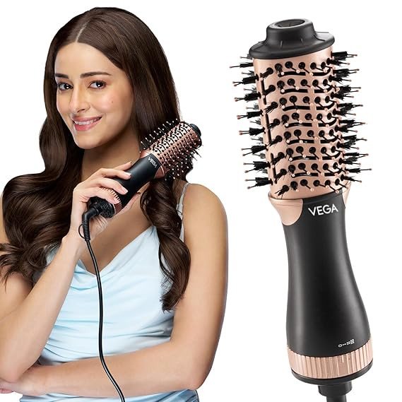 VEGA Litstyle L3 Volumizer Hair Blow Dryer Brush With 3 Heat/2 Speed Settings, 360° Airflow Vent, 3 in 1 Compact Hot Air Brush For Women, Tourmaline Ceramic Coated Barrel, 500 Watts